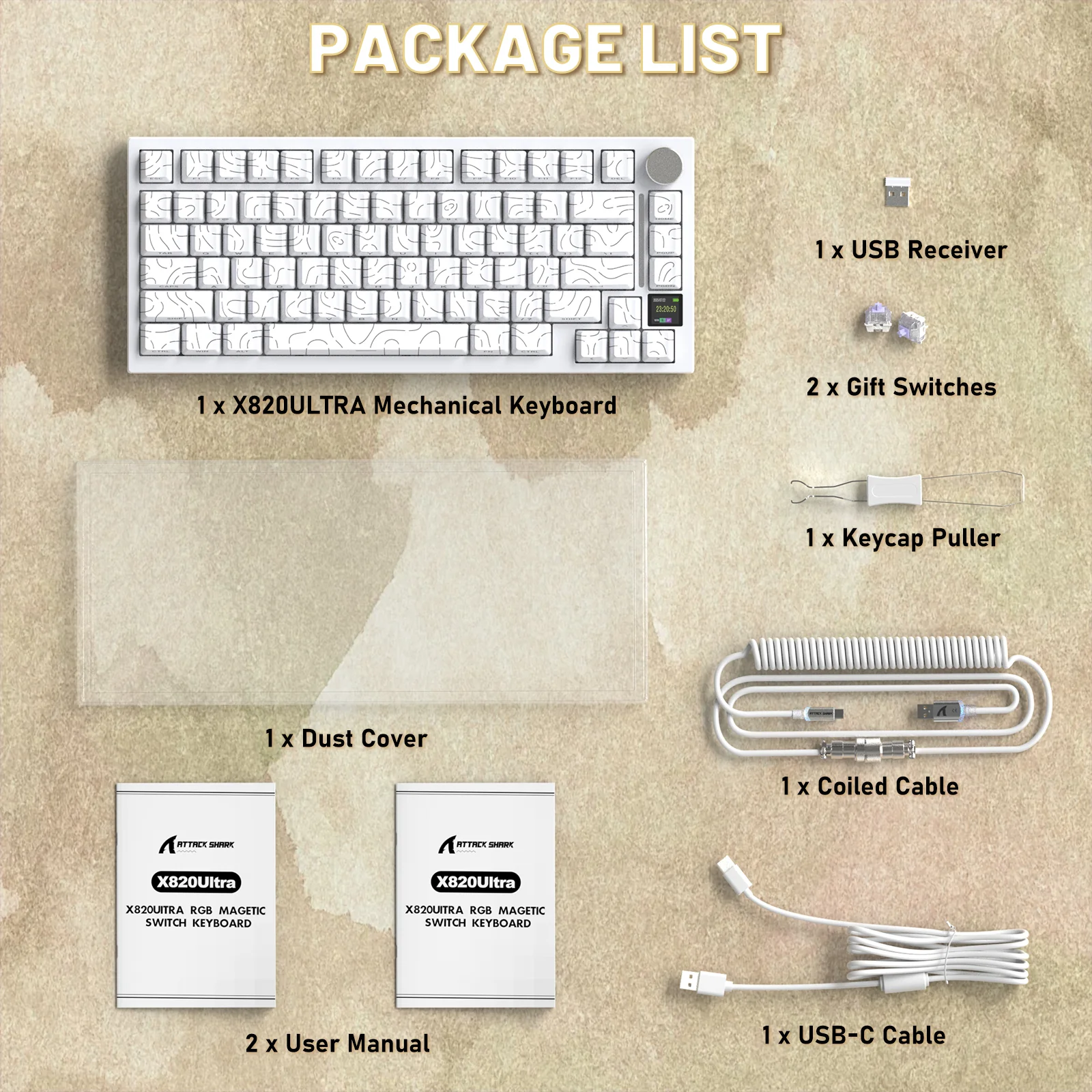ATTACK SHARK X820ULTRA Mechanical Keyboard with C01ULTRA Coiled Cable - Image 84