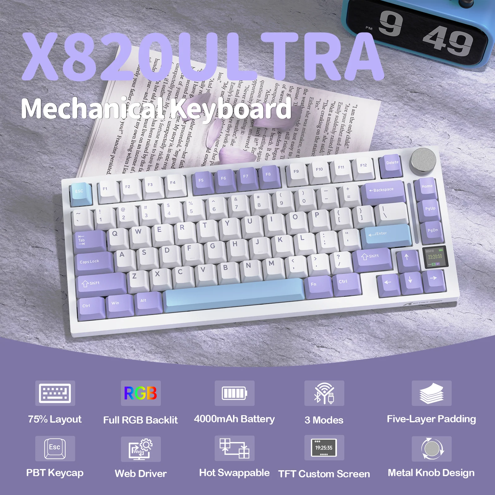 ATTACK SHARK X820Ultra Tri-mode Gasket Mechanical Keyboard - Image 13