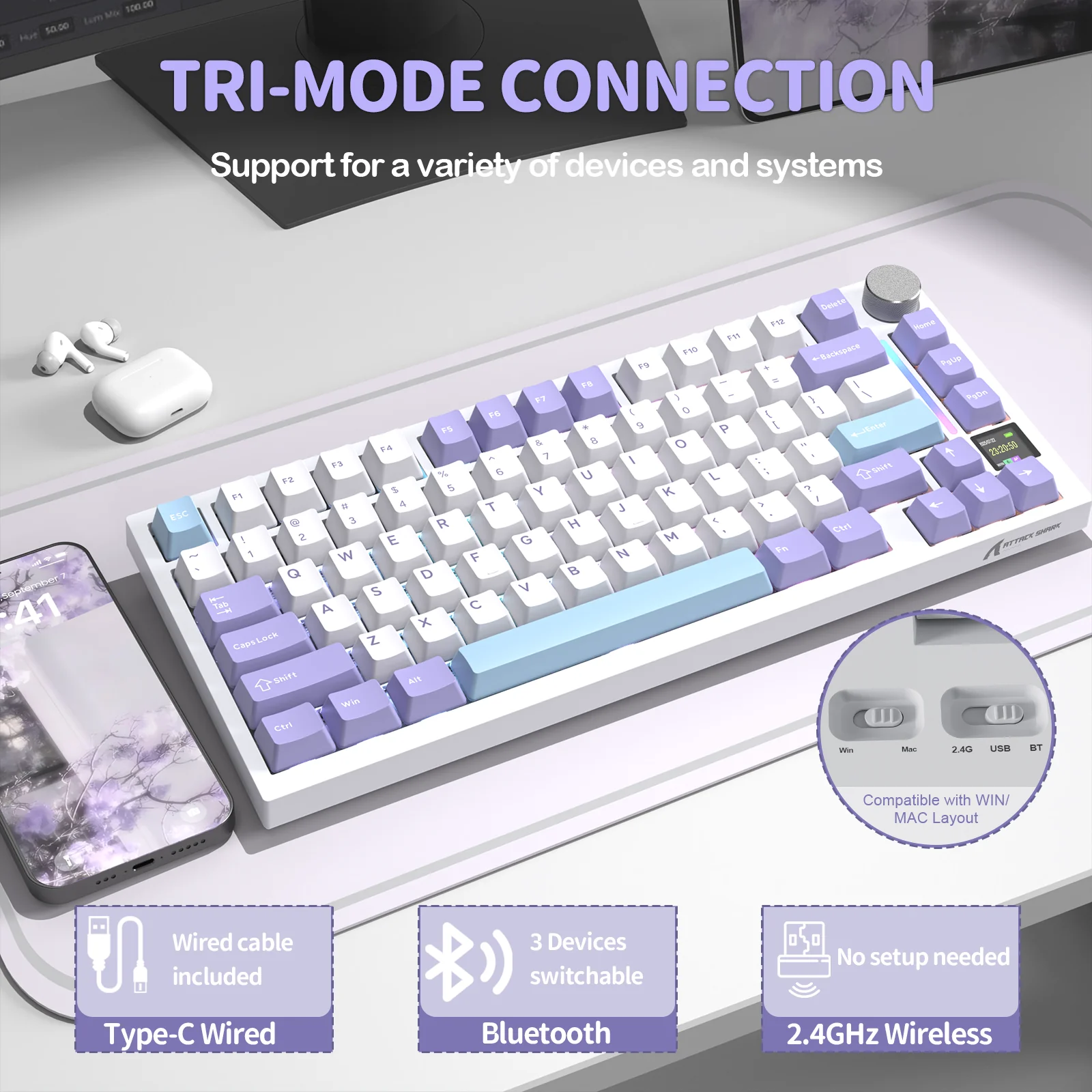 ATTACK SHARK X820Ultra Tri-mode Gasket Mechanical Keyboard - Image 23