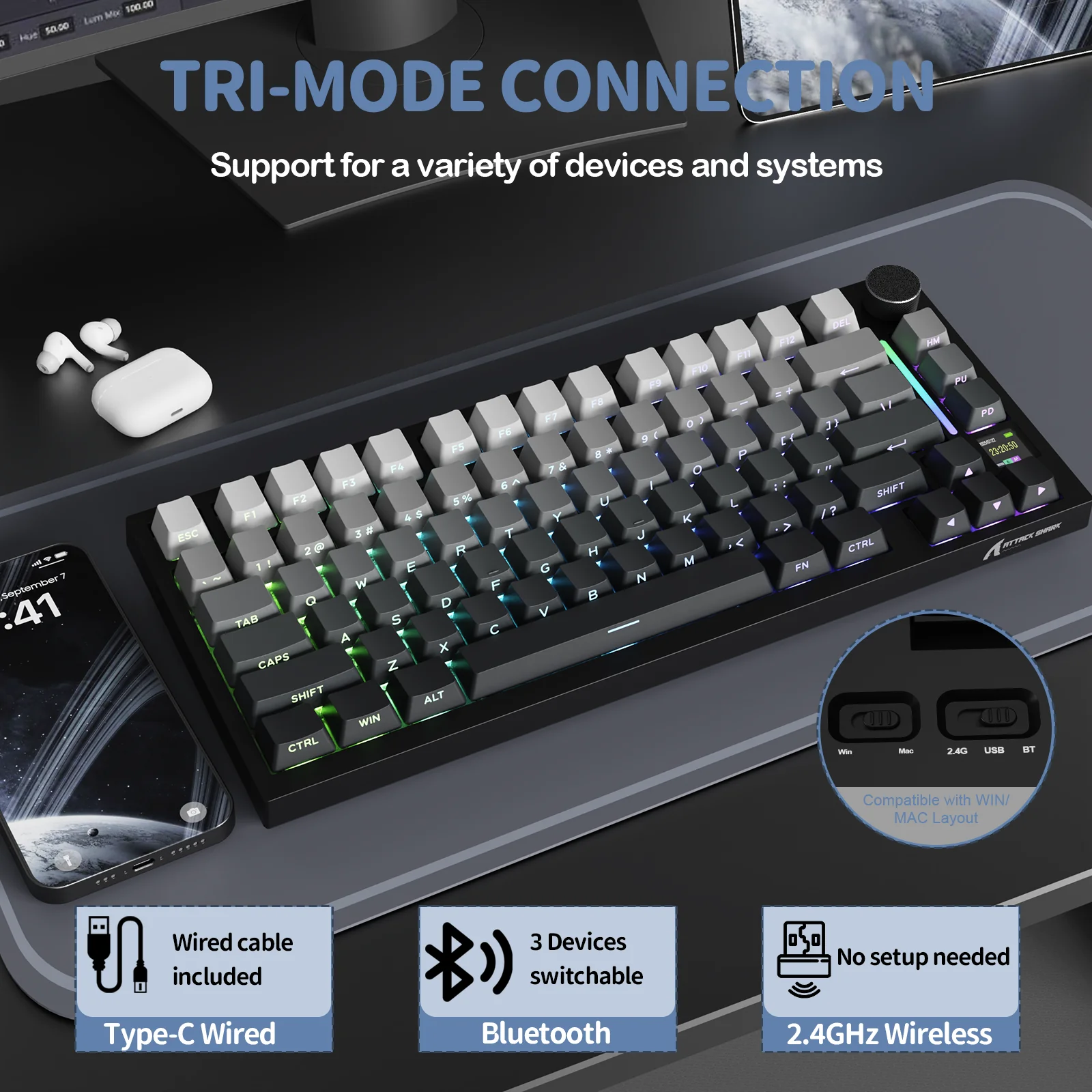 ATTACK SHARK X820Ultra Tri-mode Gasket Mechanical Keyboard - Image 53