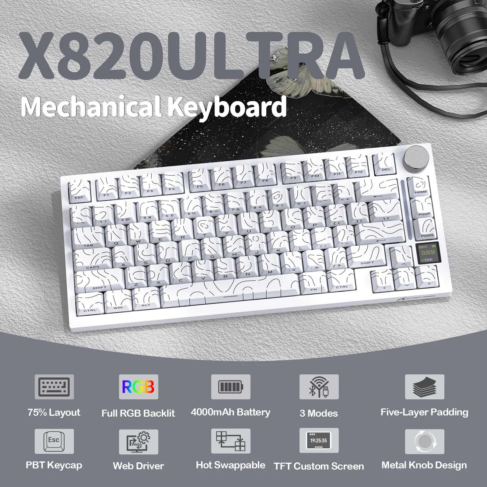 ATTACK SHARK X820Ultra Tri-mode Gasket Mechanical Keyboard - Image 75