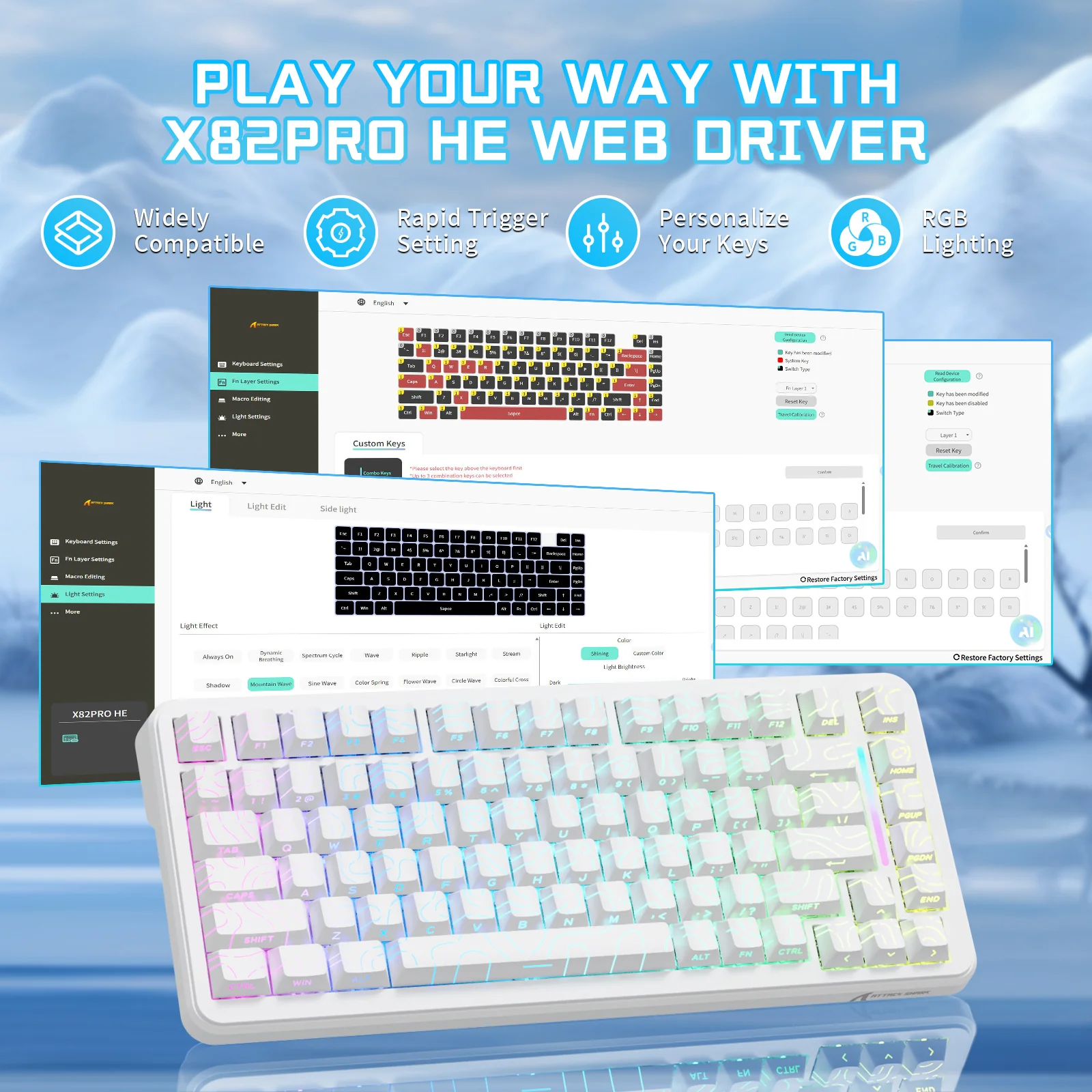 ATTACK SHARK X82PRO HE Wireless Rapid Trigger Gaming Keyboard Magnetic Switch - Image 23