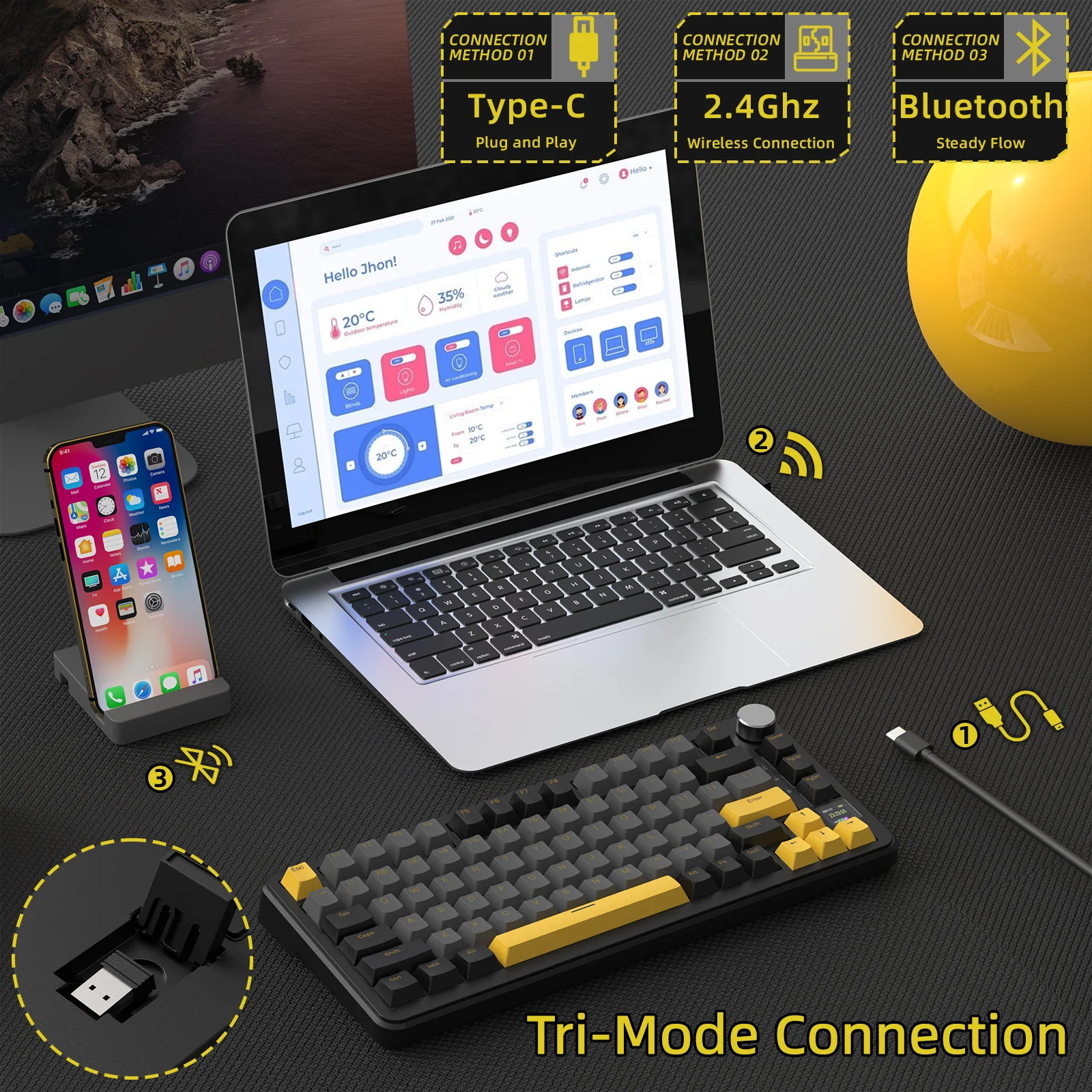 ATTACK SHARK X85PRO Tri-mode Gasket Mechanical Keyboard - Image 5
