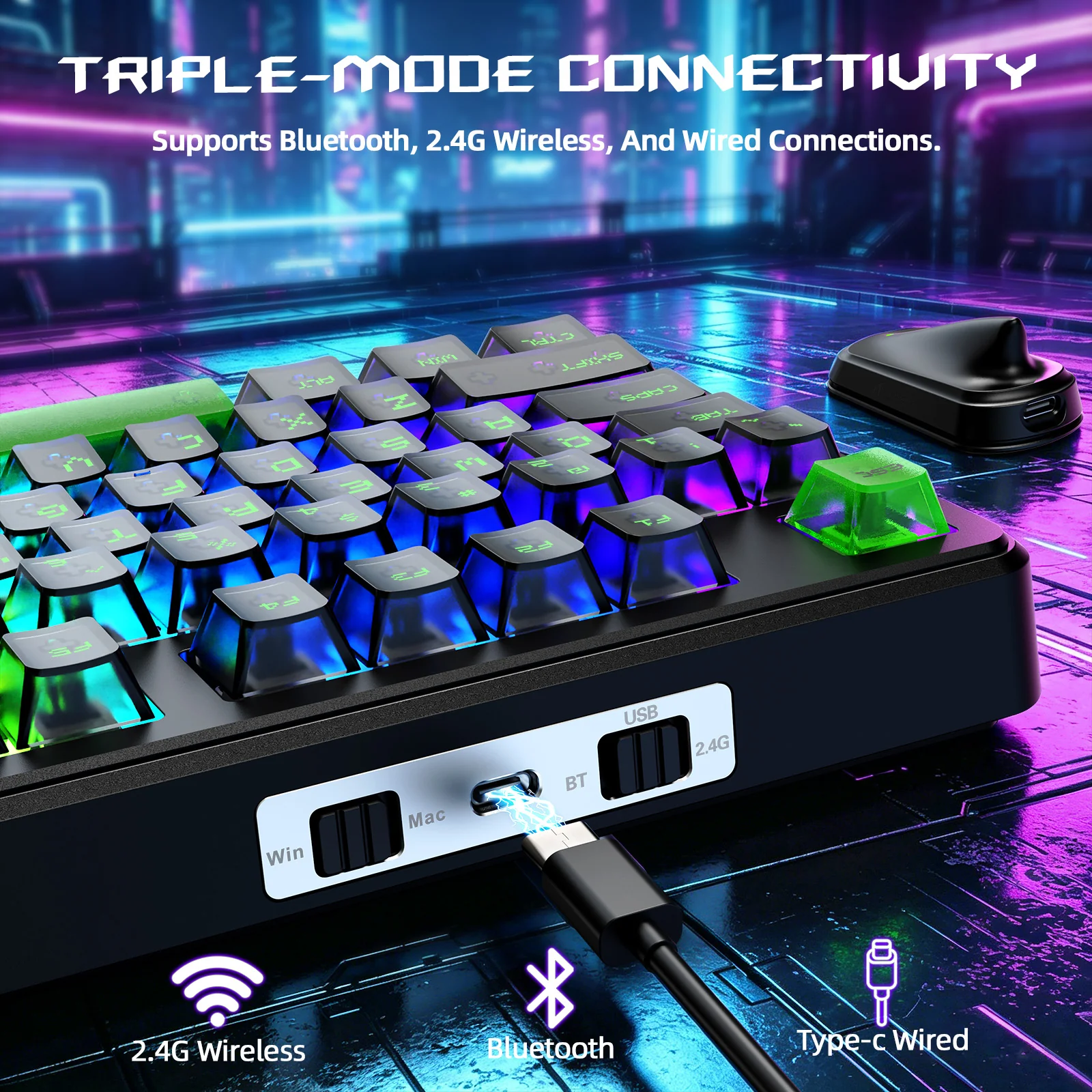 ATTACK SHARK X87 ULTRA Wireless Gaming Keyboard with 8KHz Receiver and RGB Coiled Cable - Image 26