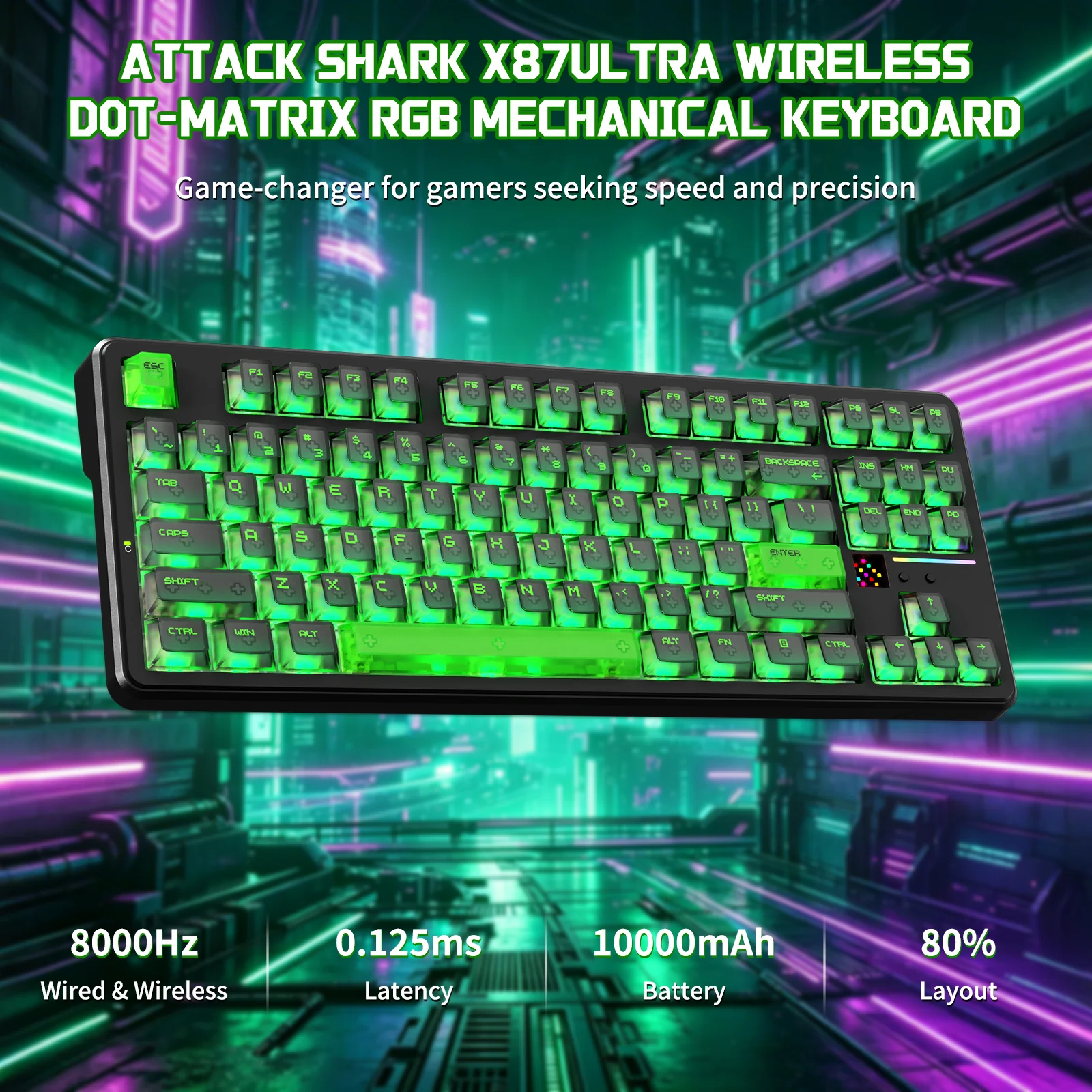 ATTACK SHARK X87 ULTRA Wireless Mechanical Keyboard With 8K Wireless Receiver - Image 20