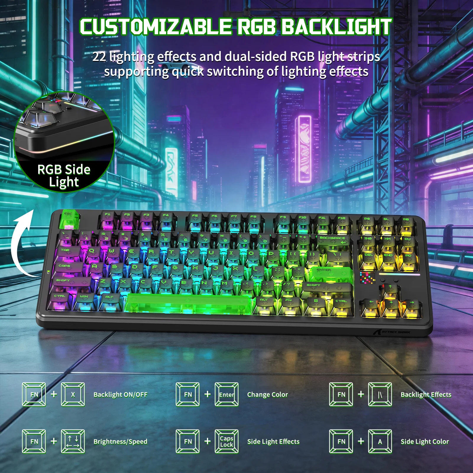 ATTACK SHARK X87 ULTRA Wireless Mechanical Keyboard With 8K Wireless Receiver - Image 25