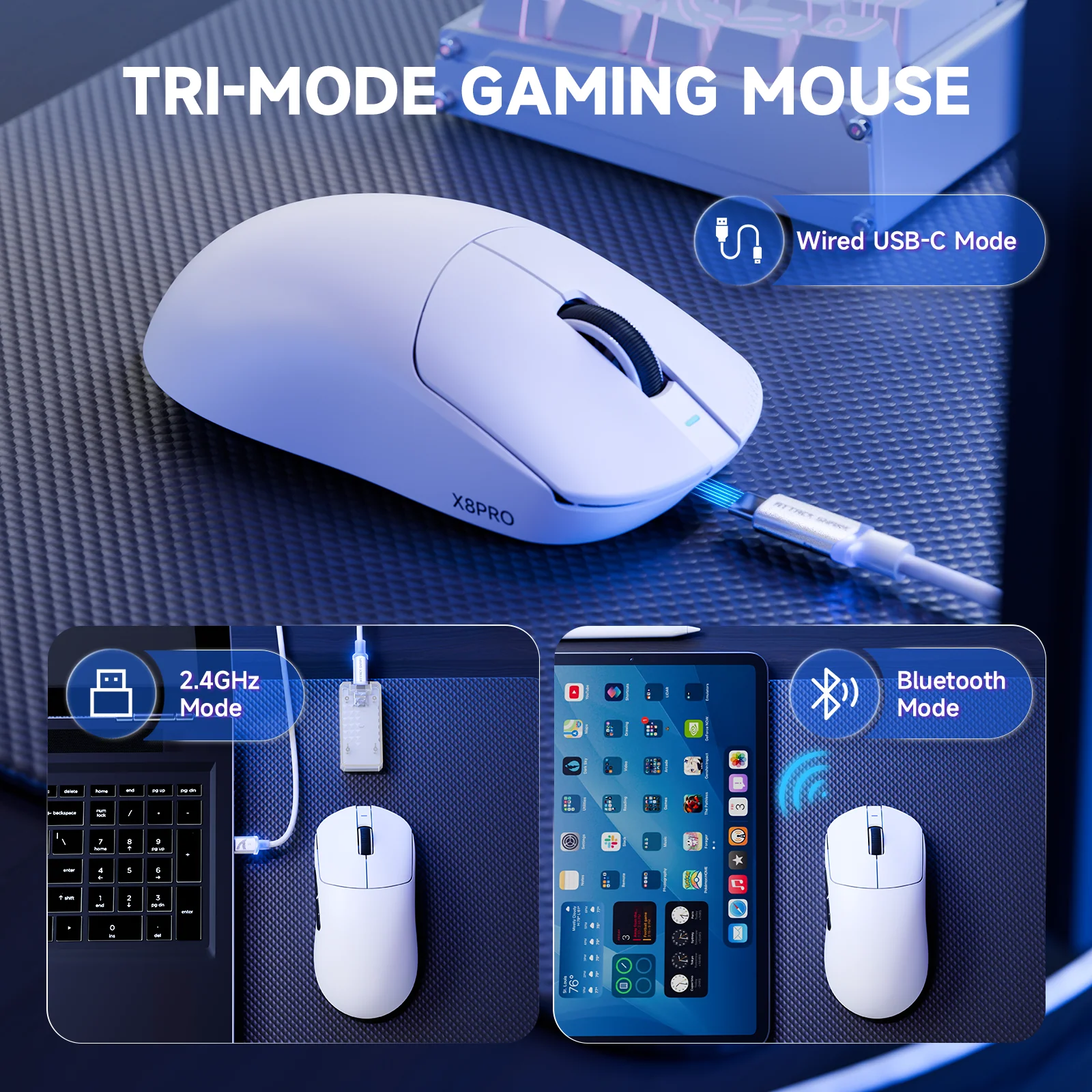 ATTACK SHARK X8PRO Ultra-Light Wireless Gaming Mouse & C06ULTRA Cable - Image 3