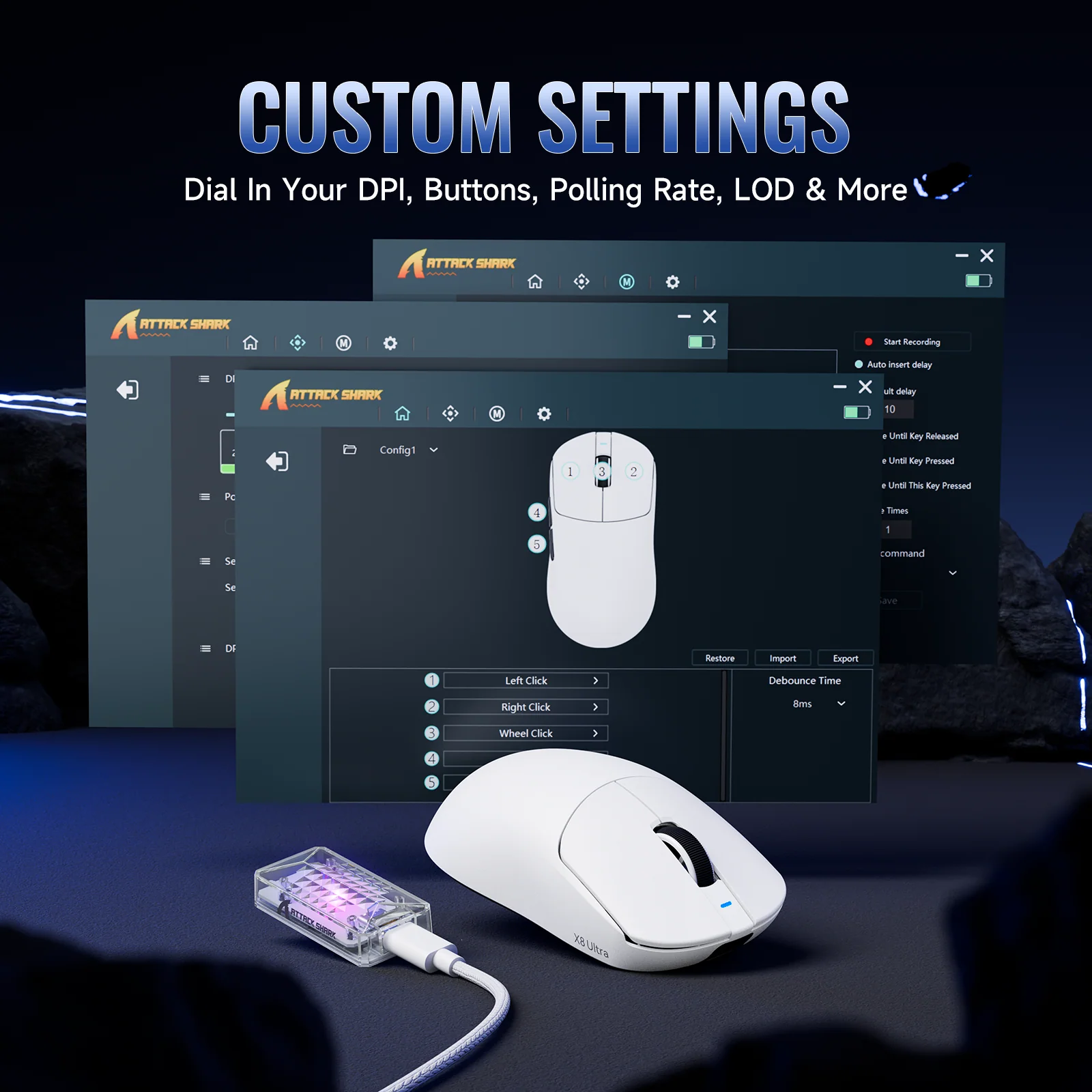 ATTACK SHARK X8 Series Tri-mode  Lightweight Wireless Gaming Mouse - Image 10
