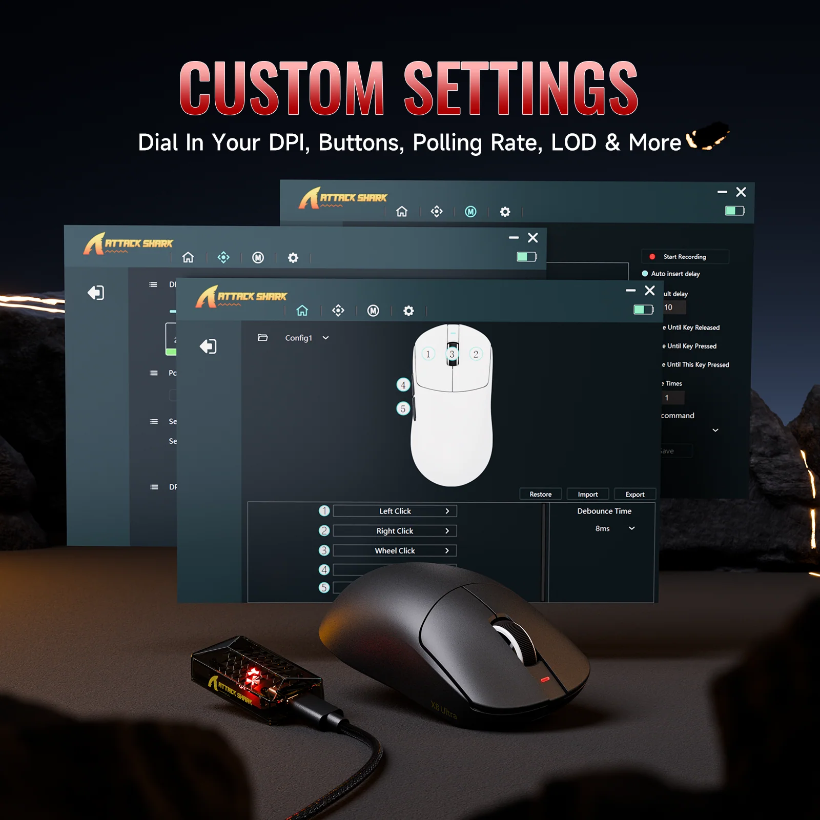 ATTACK SHARK X8 Series Tri-mode  Lightweight Wireless Gaming Mouse - Image 17
