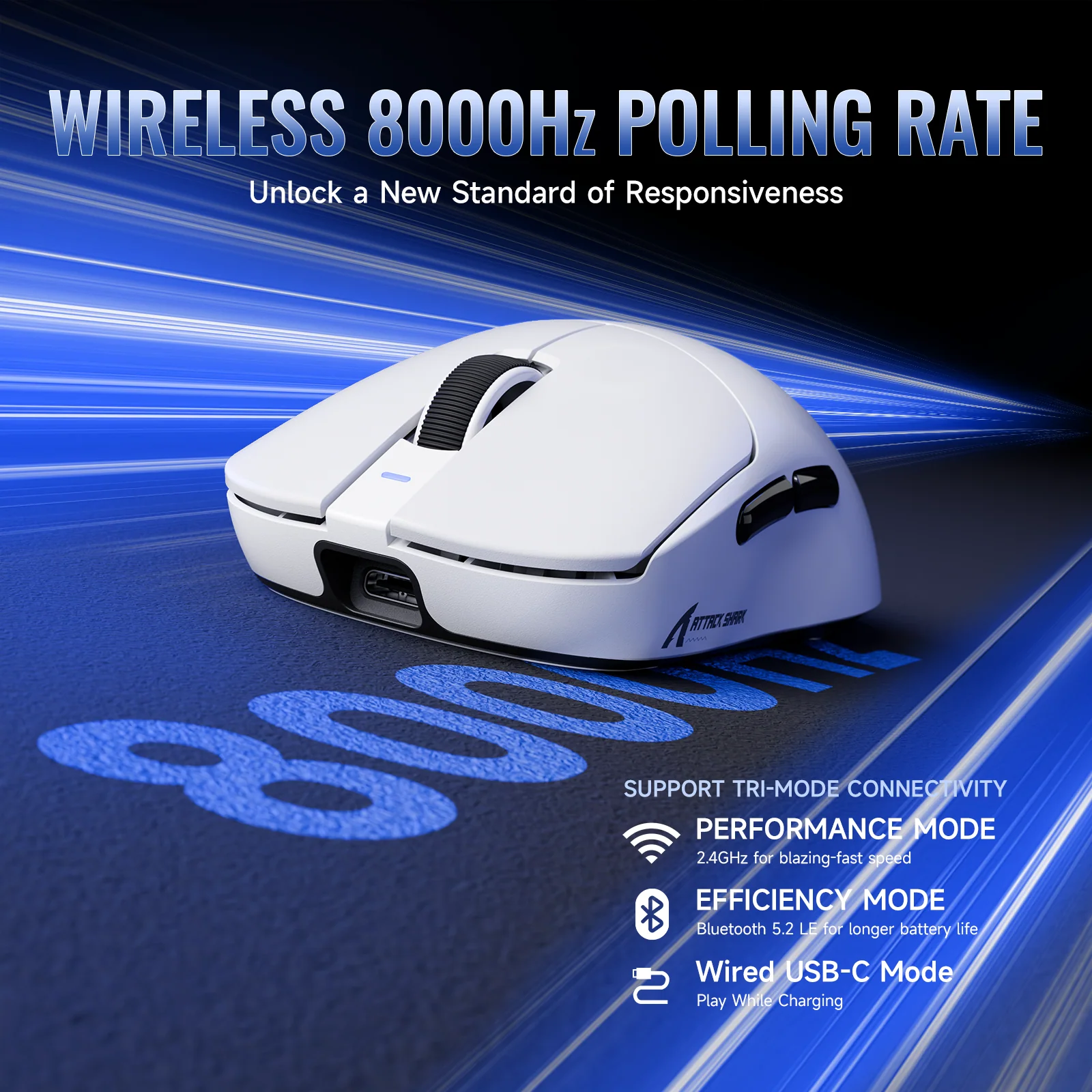 ATTACK SHARK X8 Series Tri-mode  Lightweight Wireless Gaming Mouse - Image 6