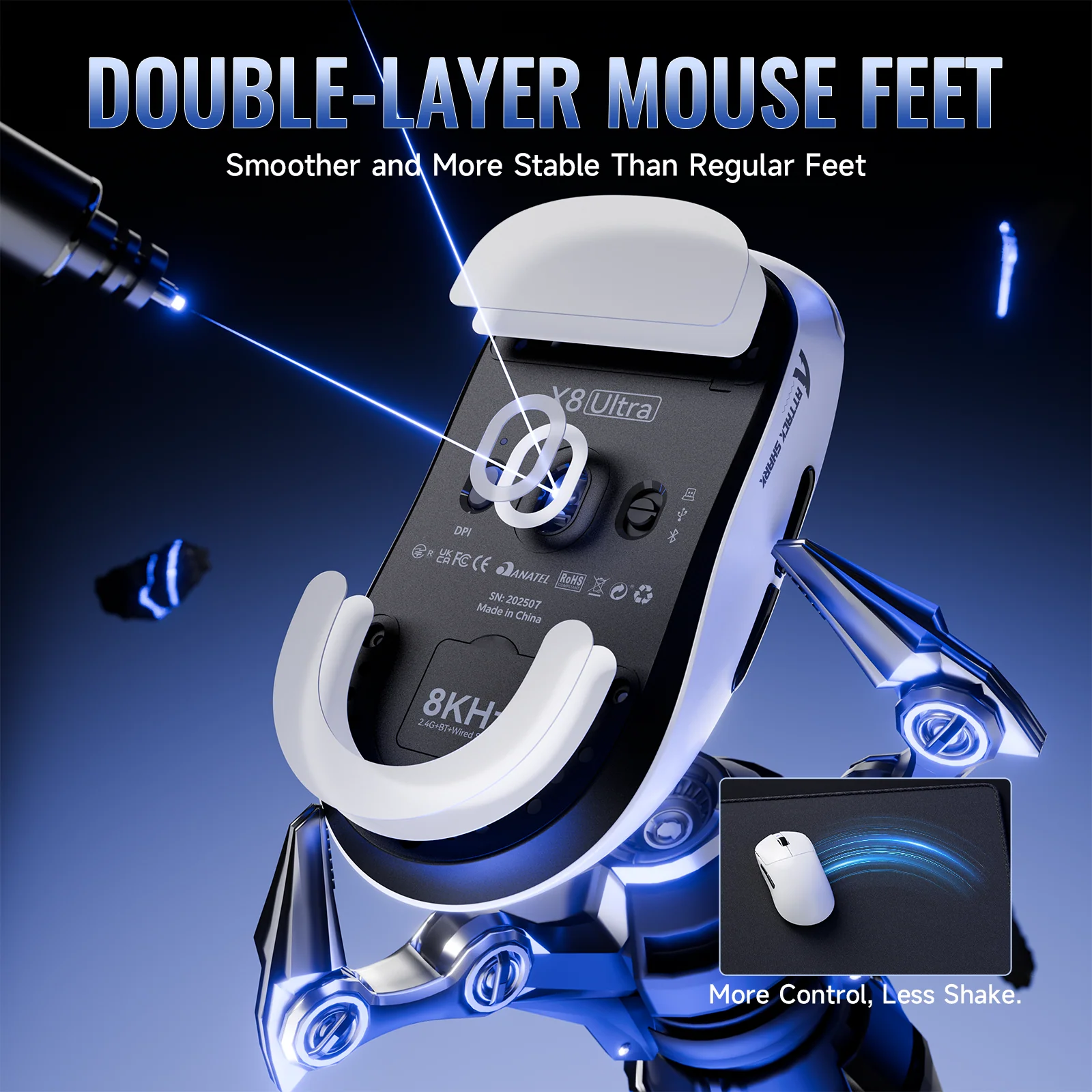 ATTACK SHARK X8 Series Tri-mode  Lightweight Wireless Gaming Mouse - Image 9