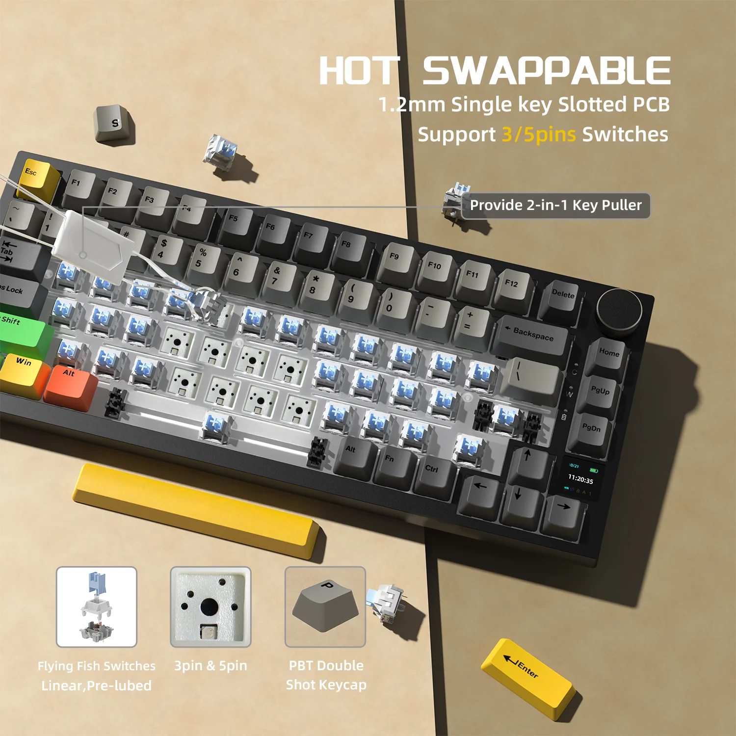 ATTACK SHARK x AJAZZ AK820 Pro Tri-mode Gasket Mechanical Keyboard - Image 6