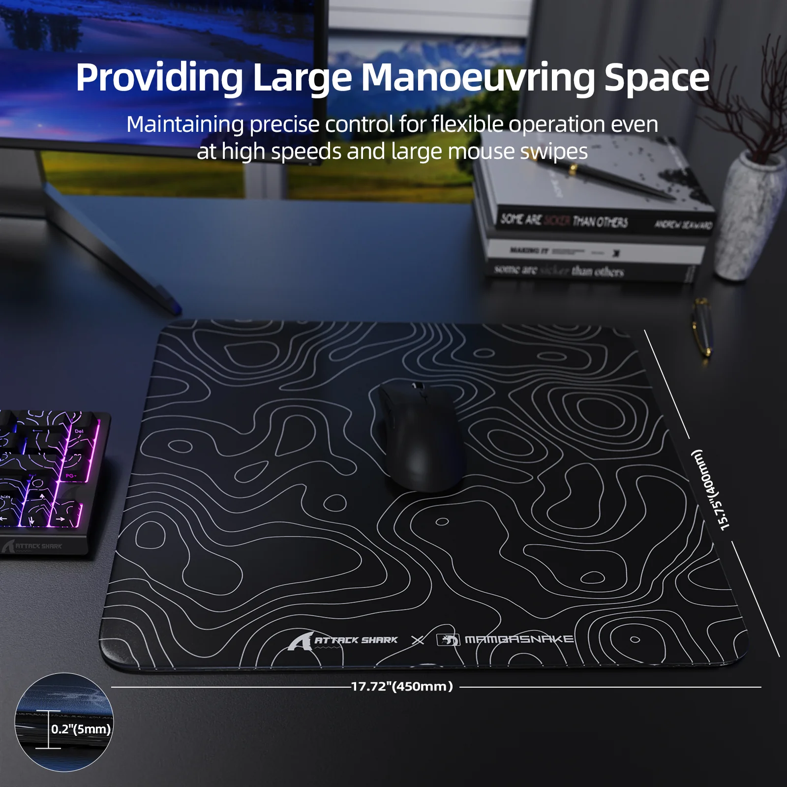 ATTACK SHARK CM05 Tempered Glass Gaming Mouse Pad - Image 7