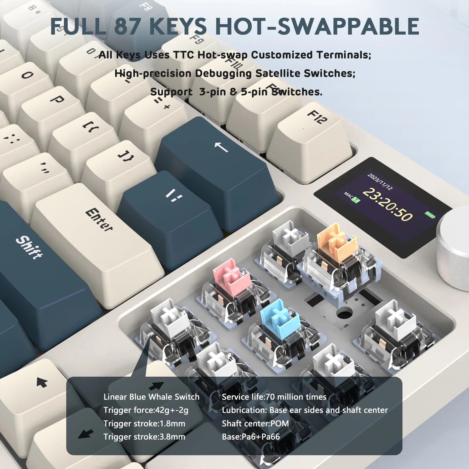 ATTACK SHARK K86 Wireless Mechanical Keyboard with Coiled Cable - Image 23
