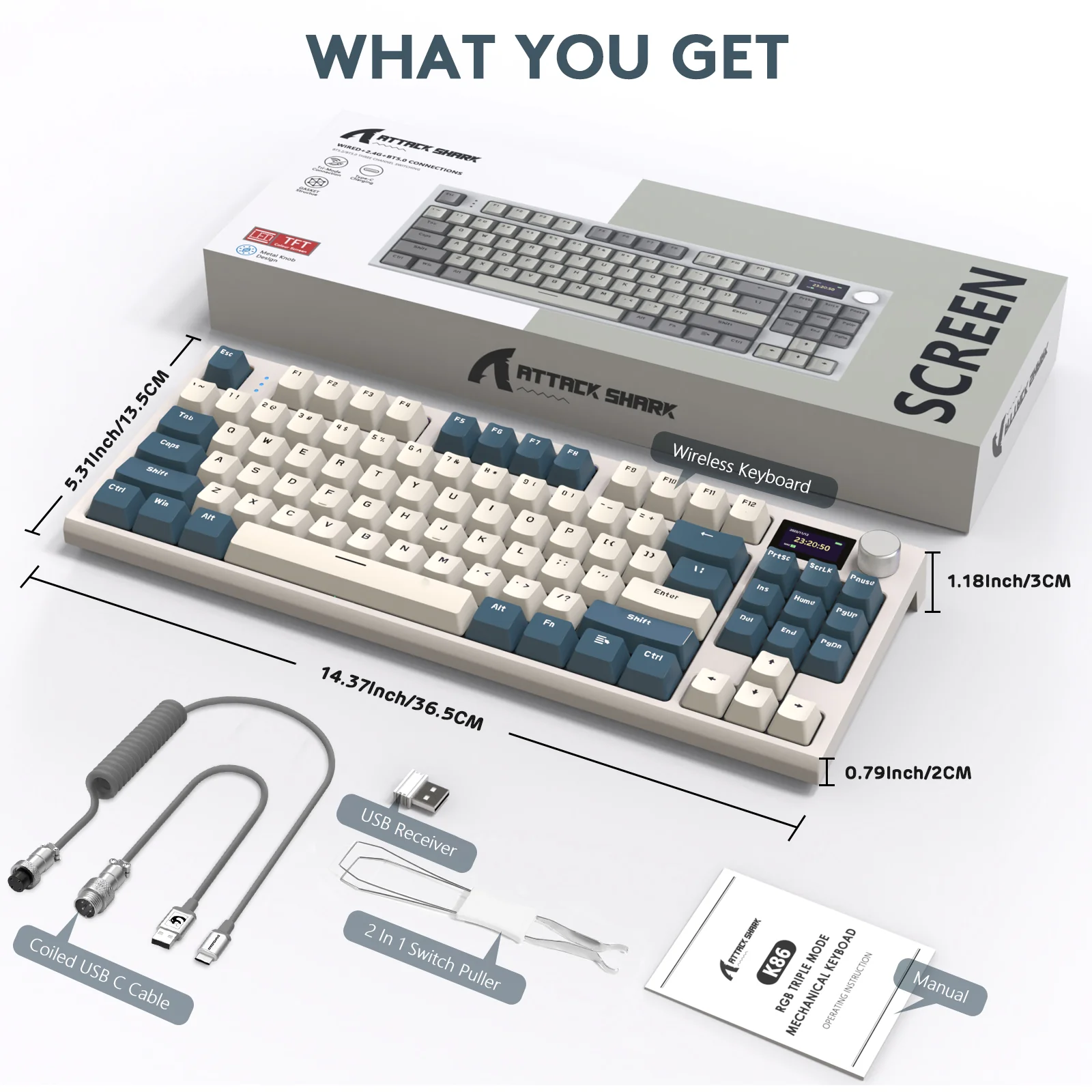 ATTACK SHARK K86 Wireless Mechanical Keyboard with Coiled Cable - Image 27