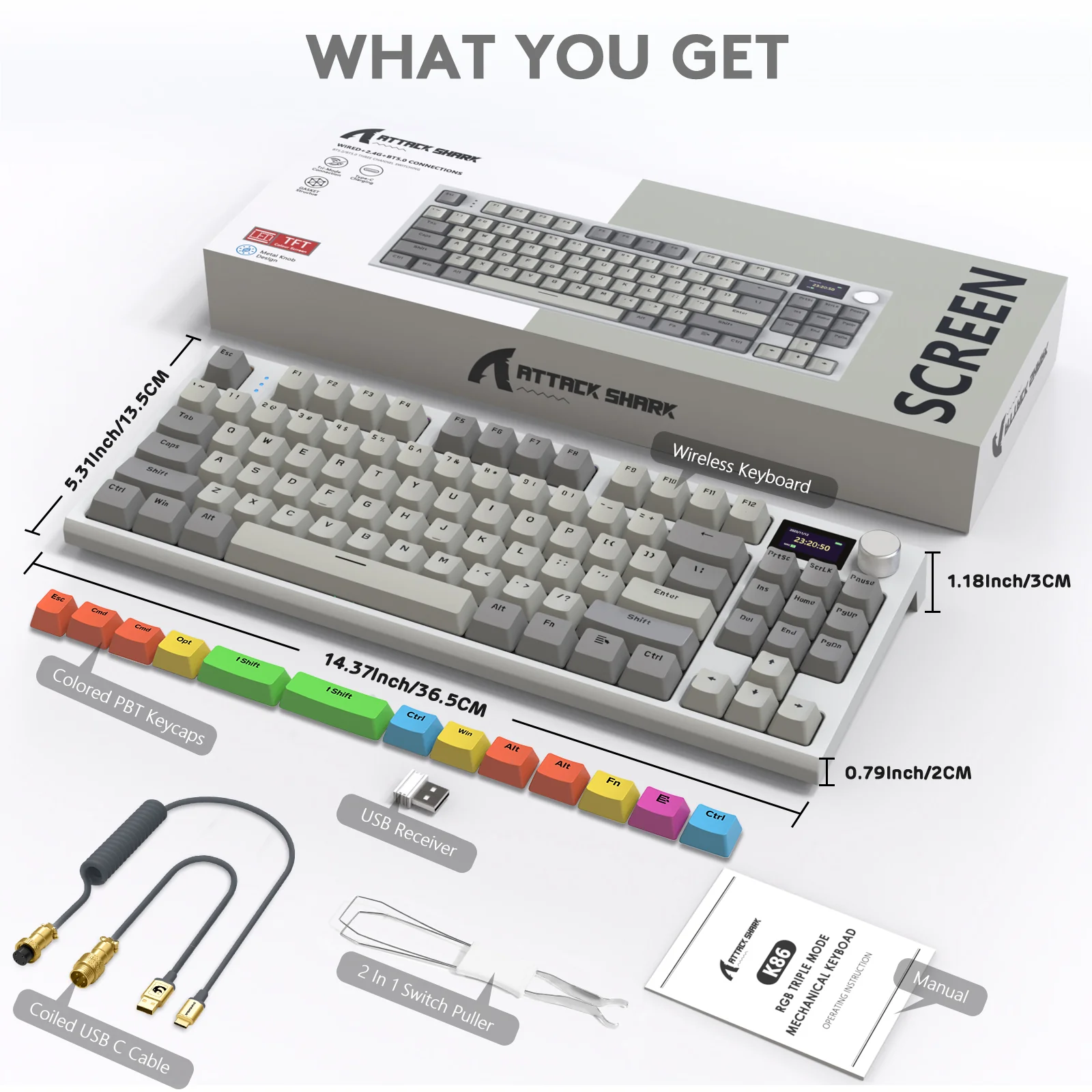 ATTACK SHARK K86 Wireless Mechanical Keyboard with Coiled Cable - Image 35