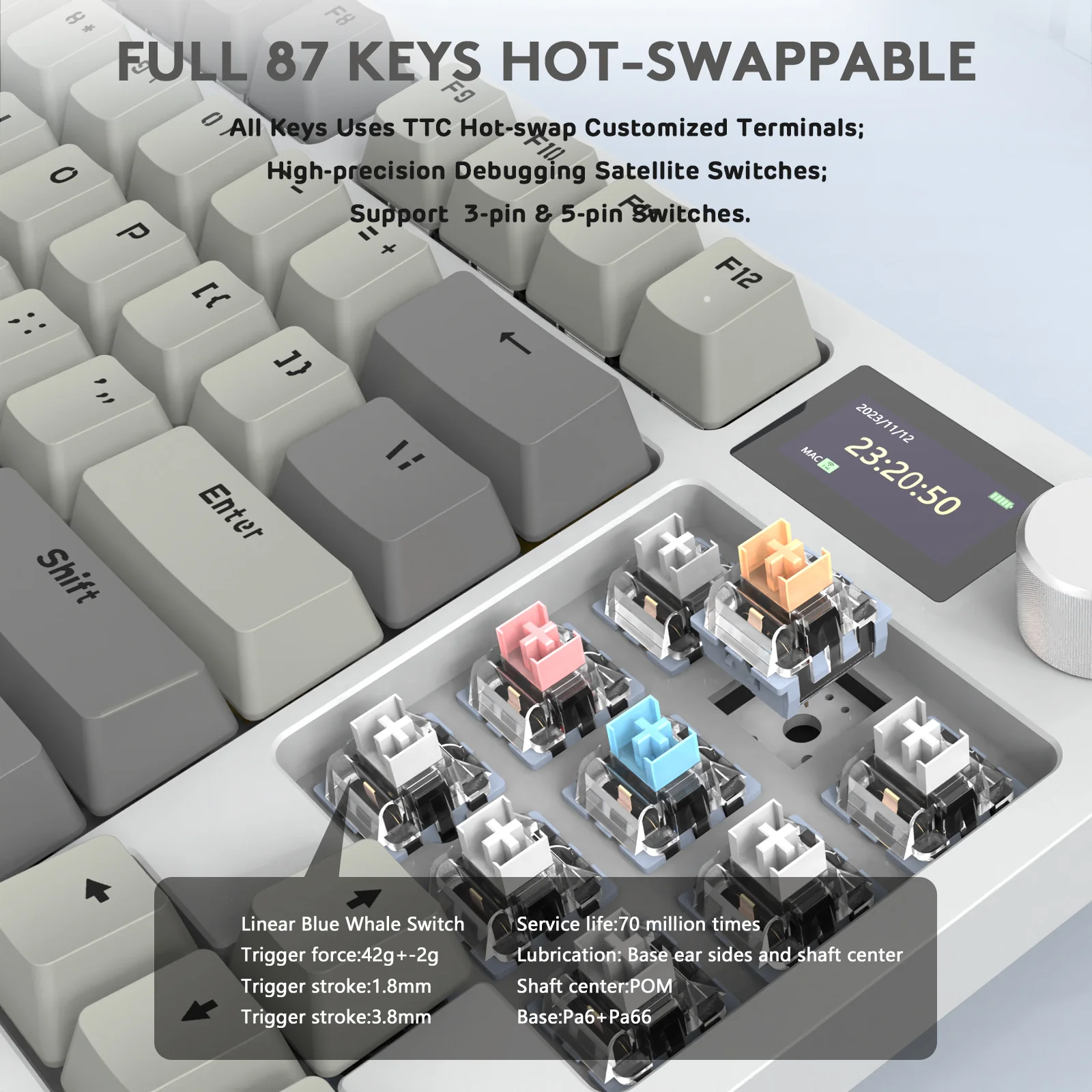 ATTACK SHARK K86 Wireless Mechanical Keyboard with Coiled Cable - Image 5