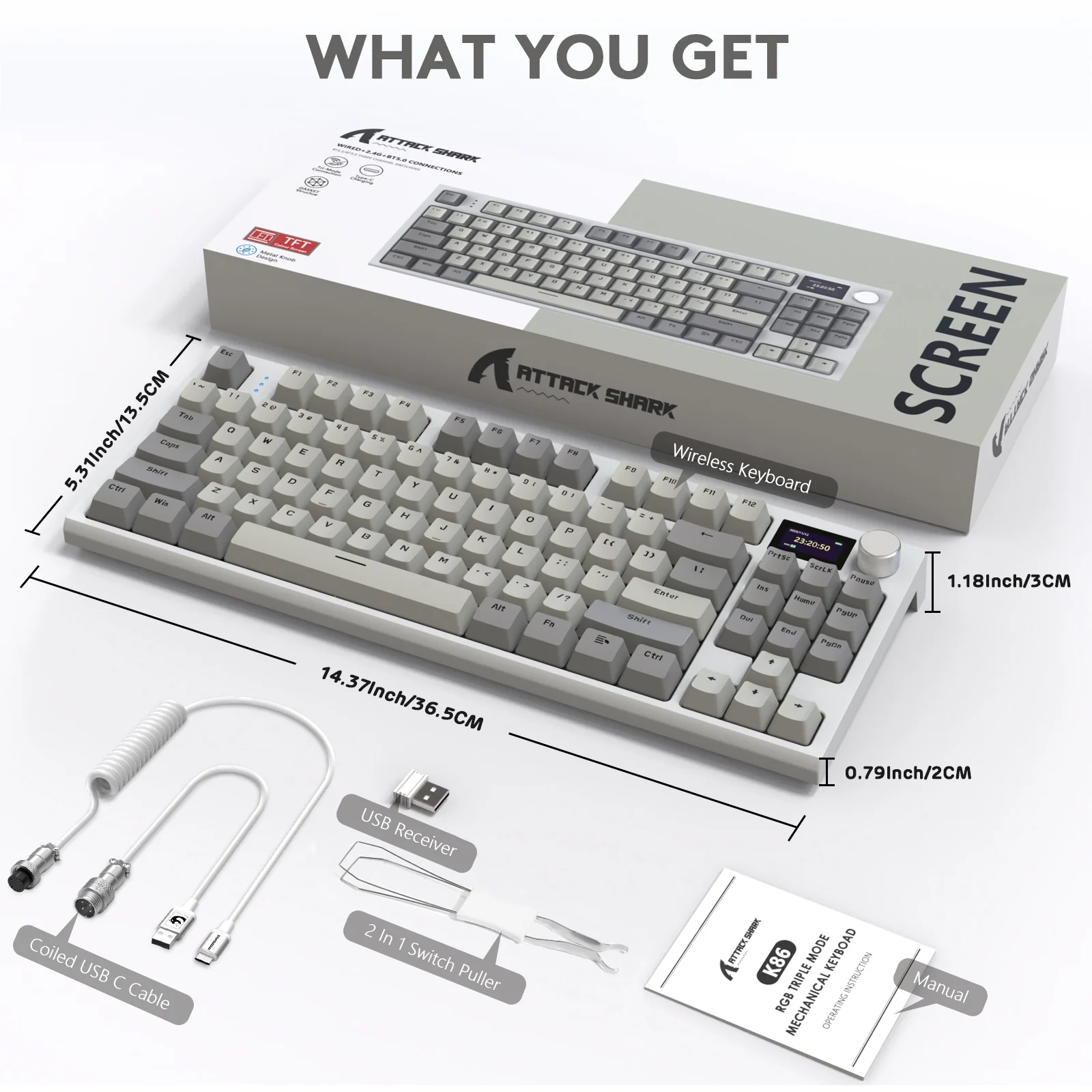 ATTACK SHARK K86 Wireless Mechanical Keyboard with Coiled Cable - Image 9