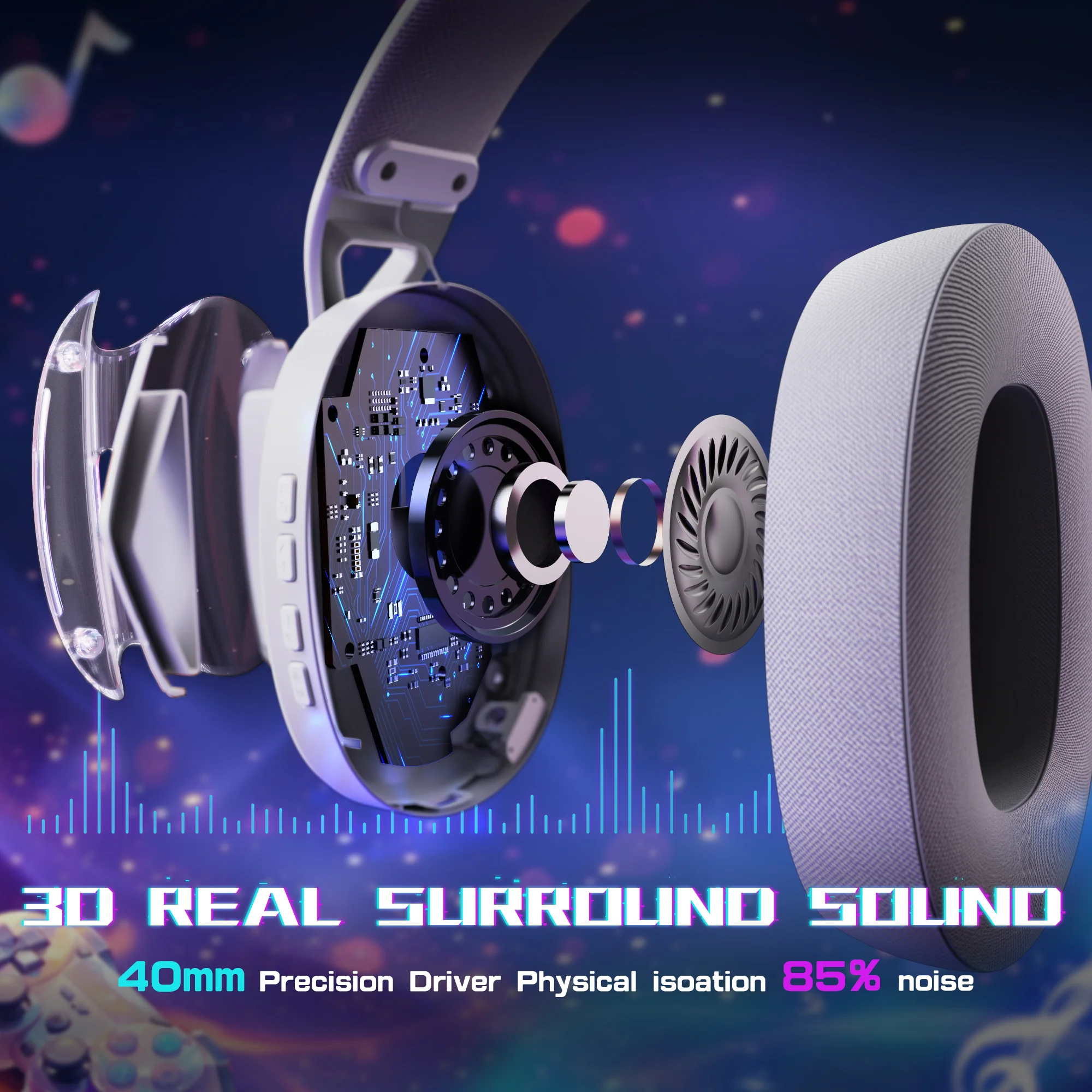 ATTACK SHARK L60 Ultra-Light Tri-Mode Gaming Headset - Image 36