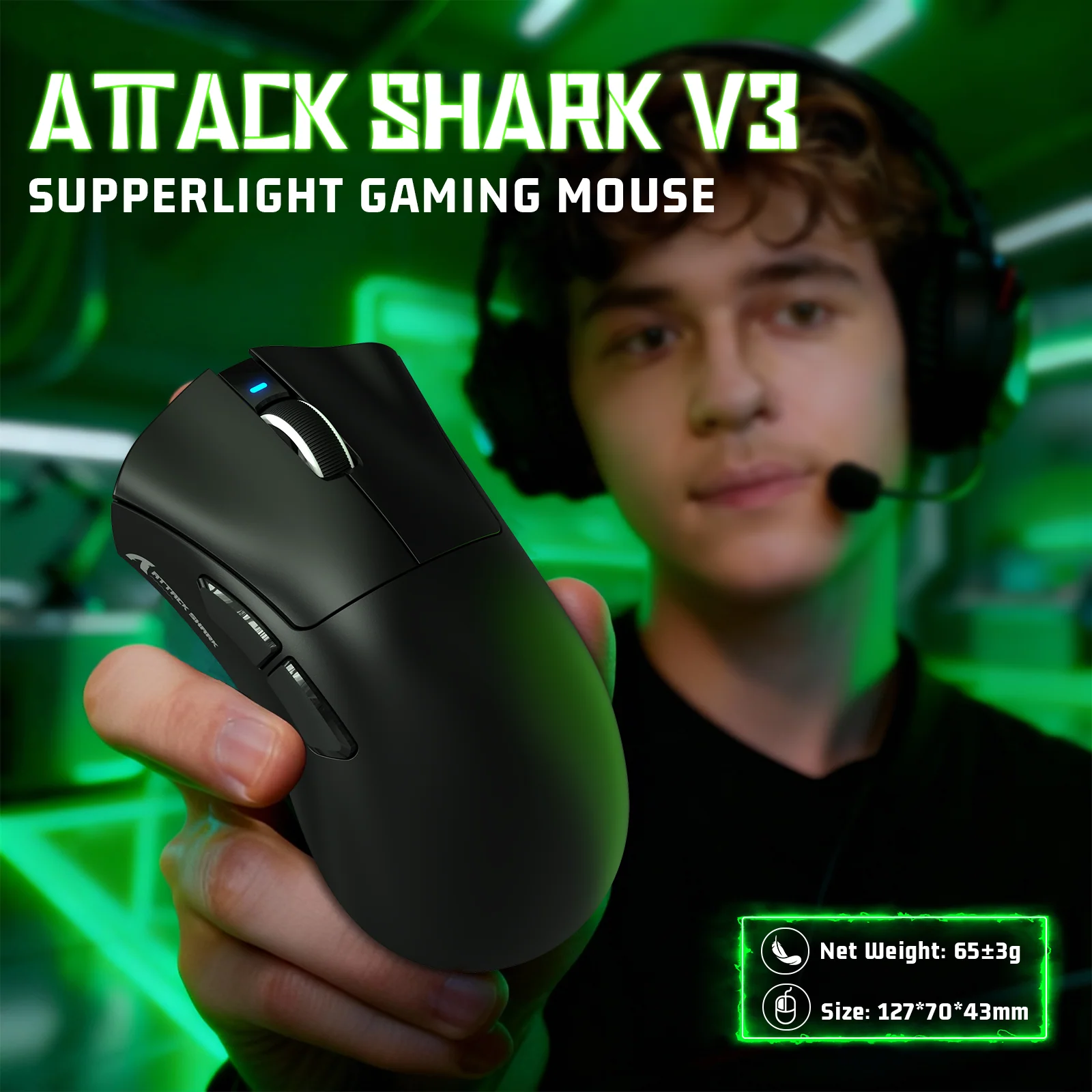 ATTACK SHARK V3 Ultra-Light Tri-Mode Gaming Mouse - Image 2