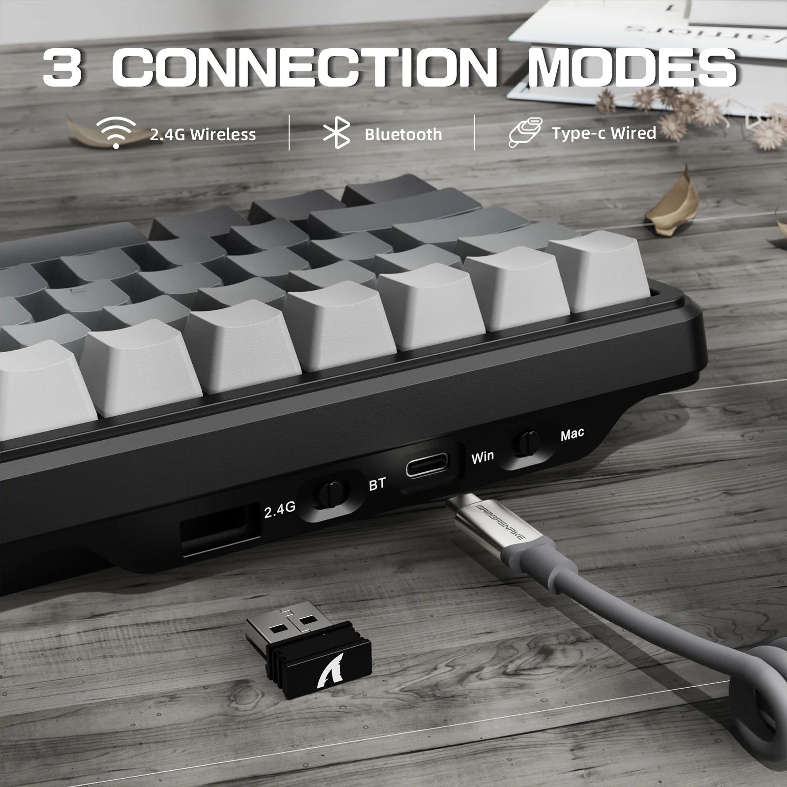 ATTACK SHARK X66 Wireless Mechanical Keyboard with 8K Coiled Cable - Image 3
