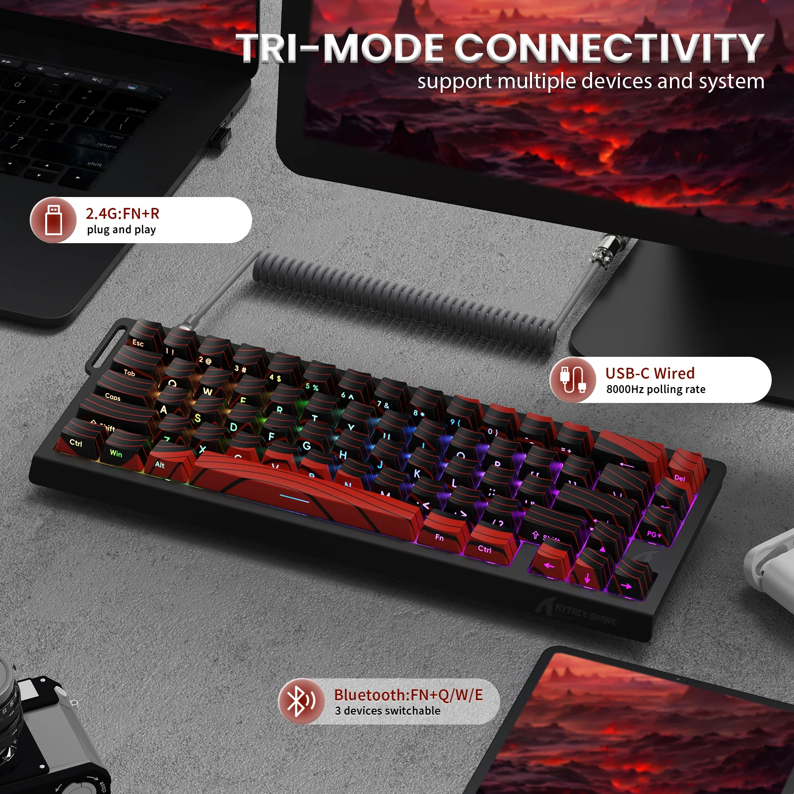ATTACK SHARK X68PRO HE Wireless Rapid Trigger Keyboard With Coiled Cable - Image 31