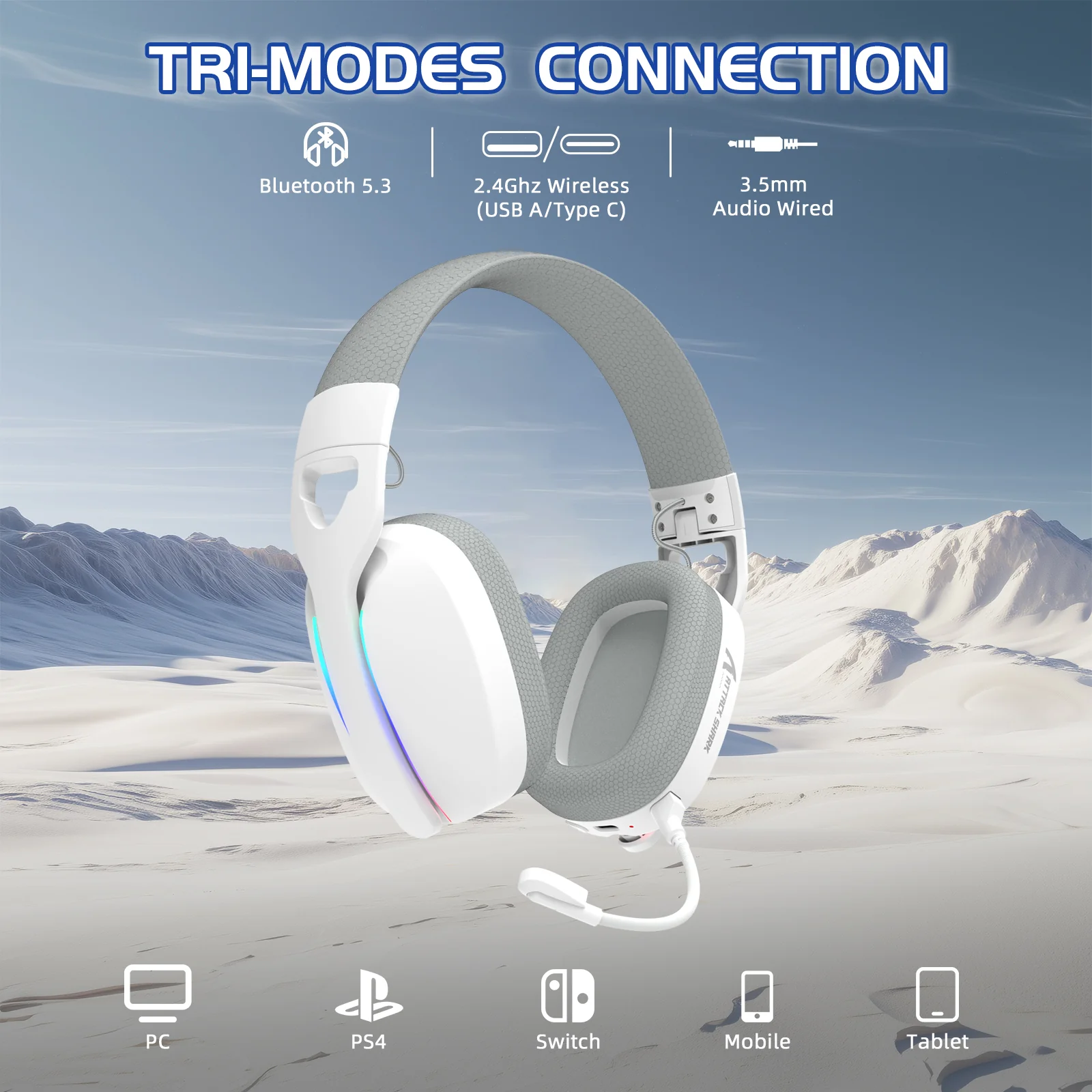 ATTACK SHARK L90 Foldable RGB Ultra-Light Tri-Mode Gaming Headset - Image 11