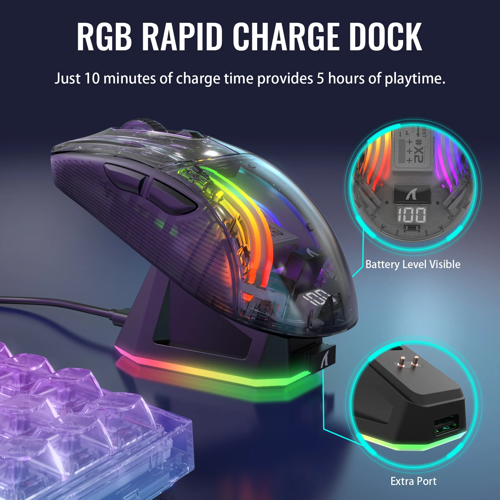 ATTACK SHARK X2PRO Wireless Gaming Mouse with Charging Dock - Image 4